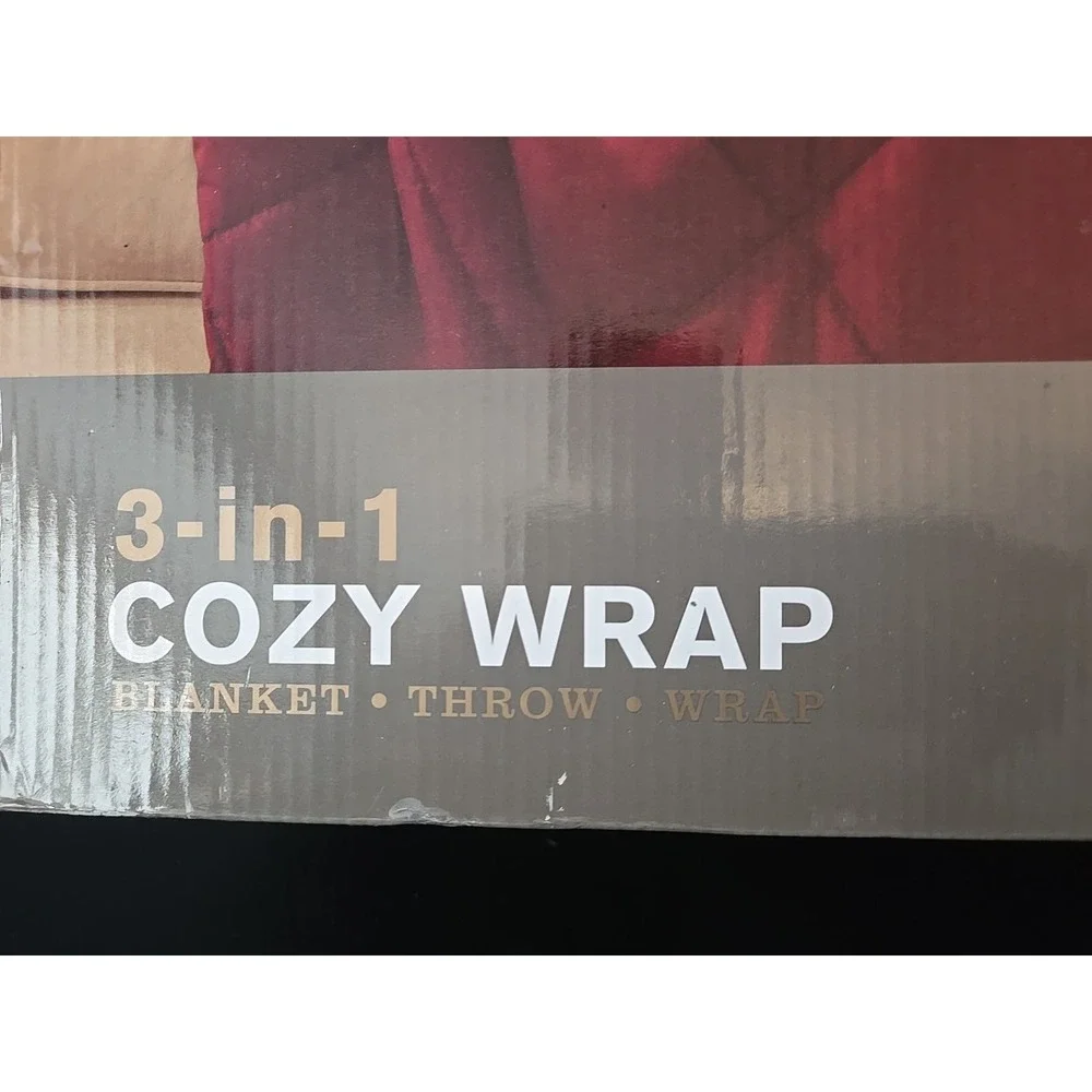 NIB Cozy Wrap - Microplush Wrap, Blanket,‎ Throw 62x64 Red Burgundy